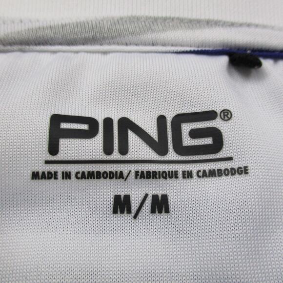 Clemson Tigers Shirt Mens Medium White Gray Striped Polo NCAA Football PING Golf - Picture 2 of 16